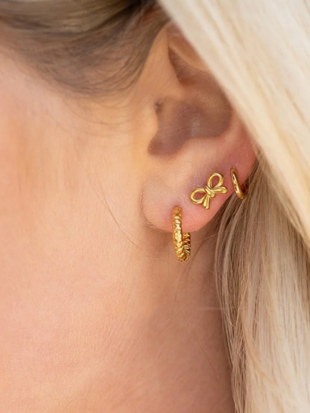 18K Gold PVD Stainless Steel Bow Stud Earrings